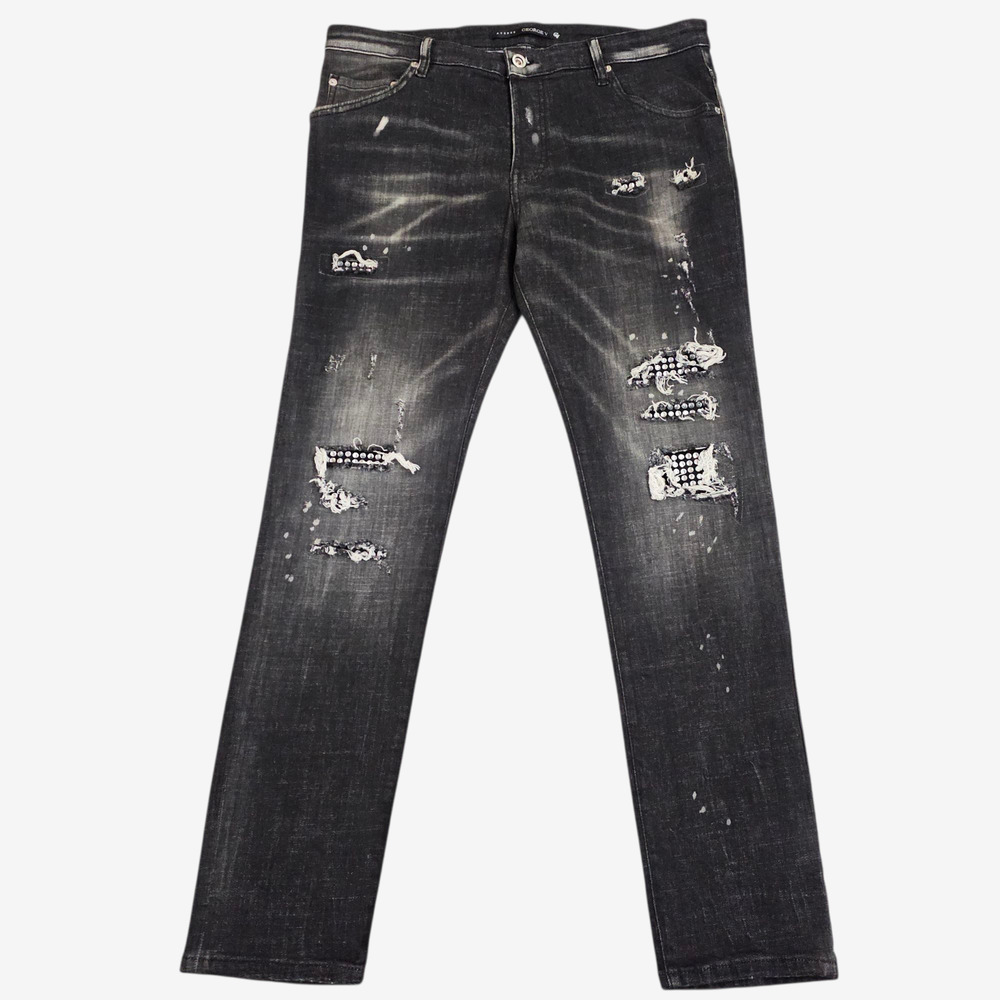 Avenue George V Paris Jeans Mens 36 Black Silver Skater Streetwear Grunge Punk